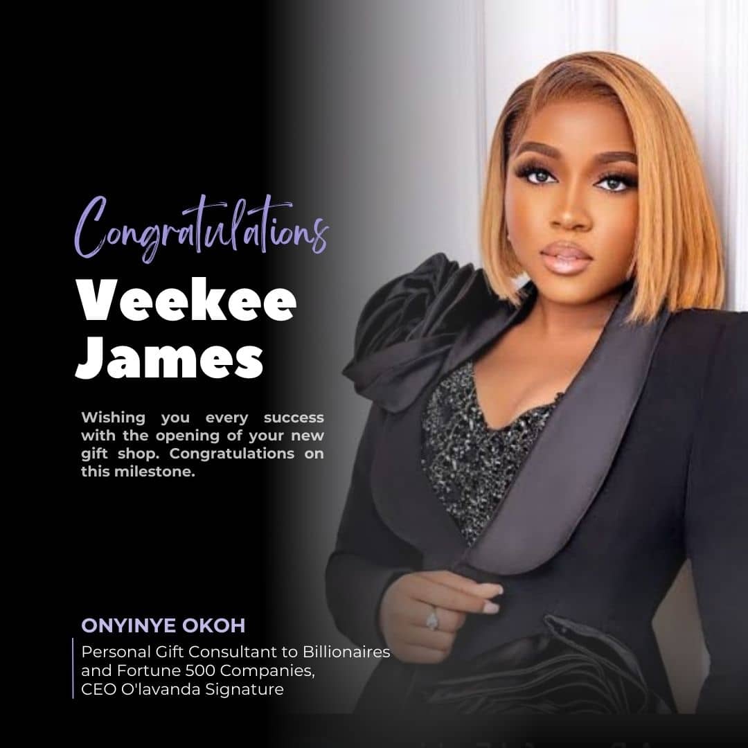 Onyinye Okoh – CEO of O’lavanda Signature Congratulates Veekee James on the opening of her New Gift Shop.